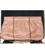 Brown Leather Handbag, Morris Moskowitz MM, Clutch or Shoulder Strap Chain - $45.00