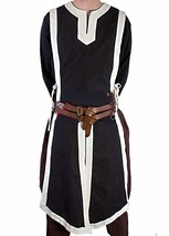 Black/White Color Medieval Tunic for Theater Reenactment Costume Theater
