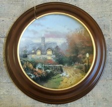 Thomas Kinkade Collector Plate Open Gate Cottage W/WOODEN Frame Limited Edition - $53.49