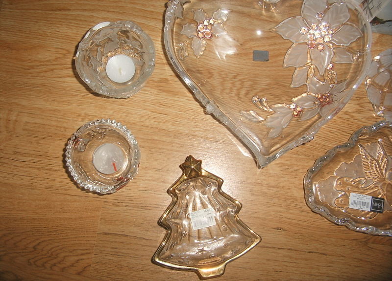 Set of 8 MIKASA Crystal CHRISTMAS Bowls Candle Glass Bell Dish tree Holder NEW Other
