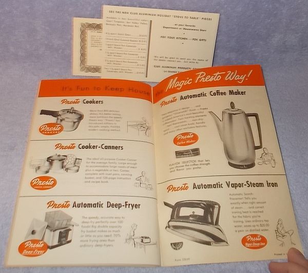 Presto Automatic Electric Skillet Recipes and Instruction 1954 Eau