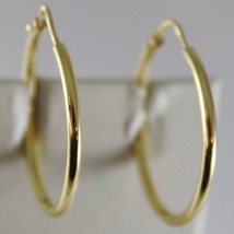 18K YELLOW GOLD EARRINGS CIRCLE HOOP 24 MM 0.94 INCHES DIAMETER MADE IN ITALY image 1