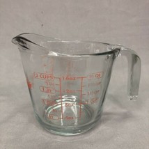 Vintage Anchor Hocking 2 Cup Glass Measuring Cup Red Letters And Numbers - $9.28