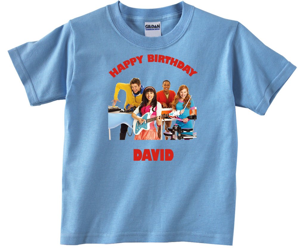 Personalized Fresh Beat Band Birthday Light Blue T-Shirt Gift #5 Add Your Name