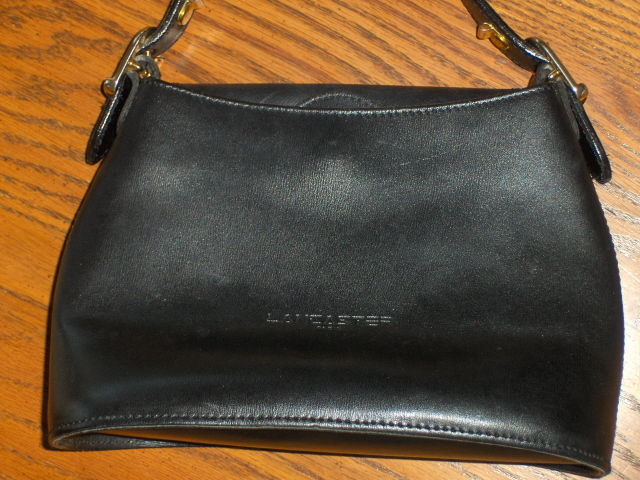 Lancaster Paris Black Leather Handbag Satchel Purse Tote Bag - Handbags & Purses