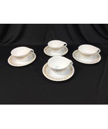 (4) Corelle Butterfly Gold Coffee Tea Cups &amp; Saucers Made in USA - Lot of 4 - $15.99