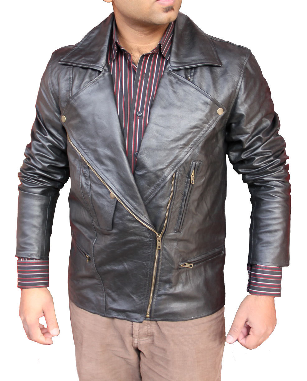 Men Brando Style Black Leather Jacket - Outerwear