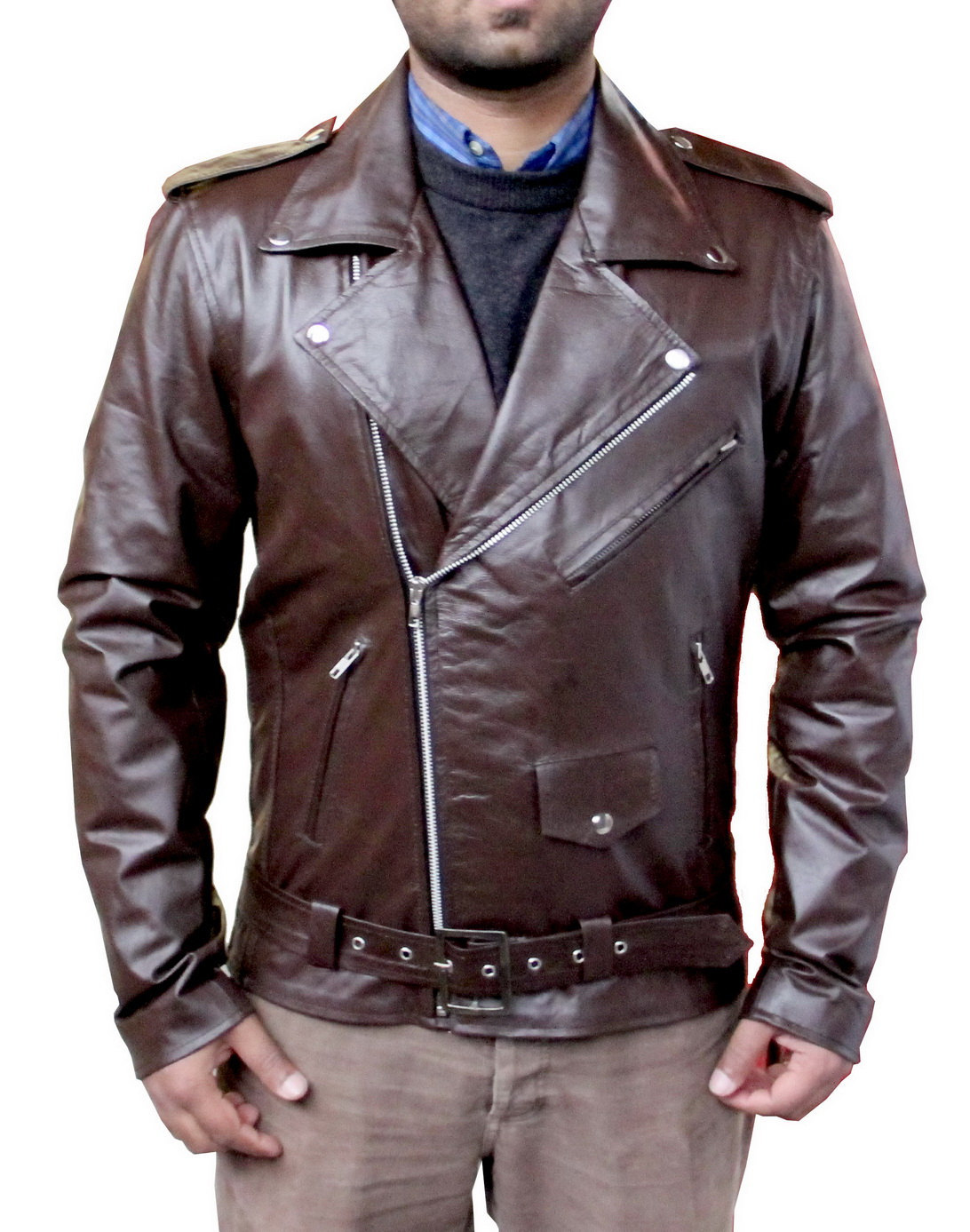 New Handmade Men Classic Brando Style Leather Jacket, Leather jacket ...