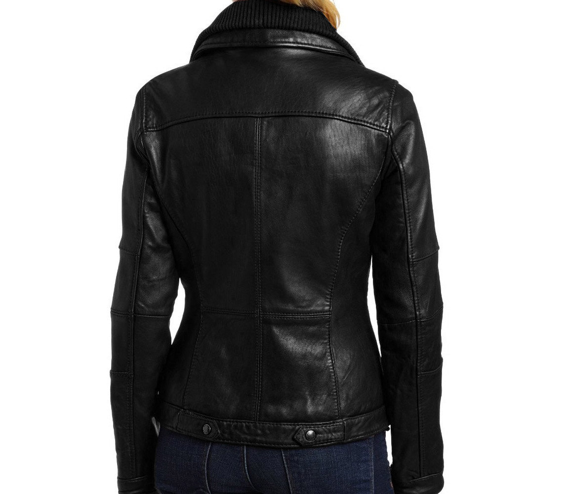 New Handmade Women Inside Doubler Collar Leather Jacket, Leather jacket ...