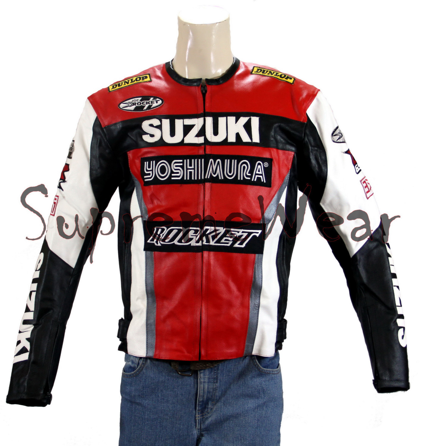 Custom made Handmade Motorcycle Leather Jacket like Suzuki Yoshimura