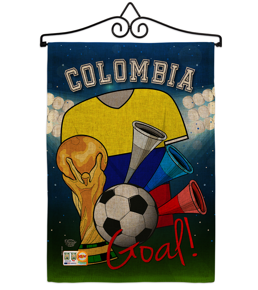 World Cup Colombia Soccer Burlap - Impressions Decorative Metal Wall Hanger Gard