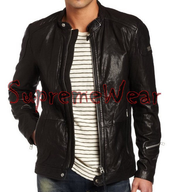 Handmade New Men Latest Stretching Panel Back Leather Jacket, Leather