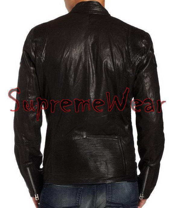 Handmade New Men Latest Stretching Panel Back Leather Jacket, Leather