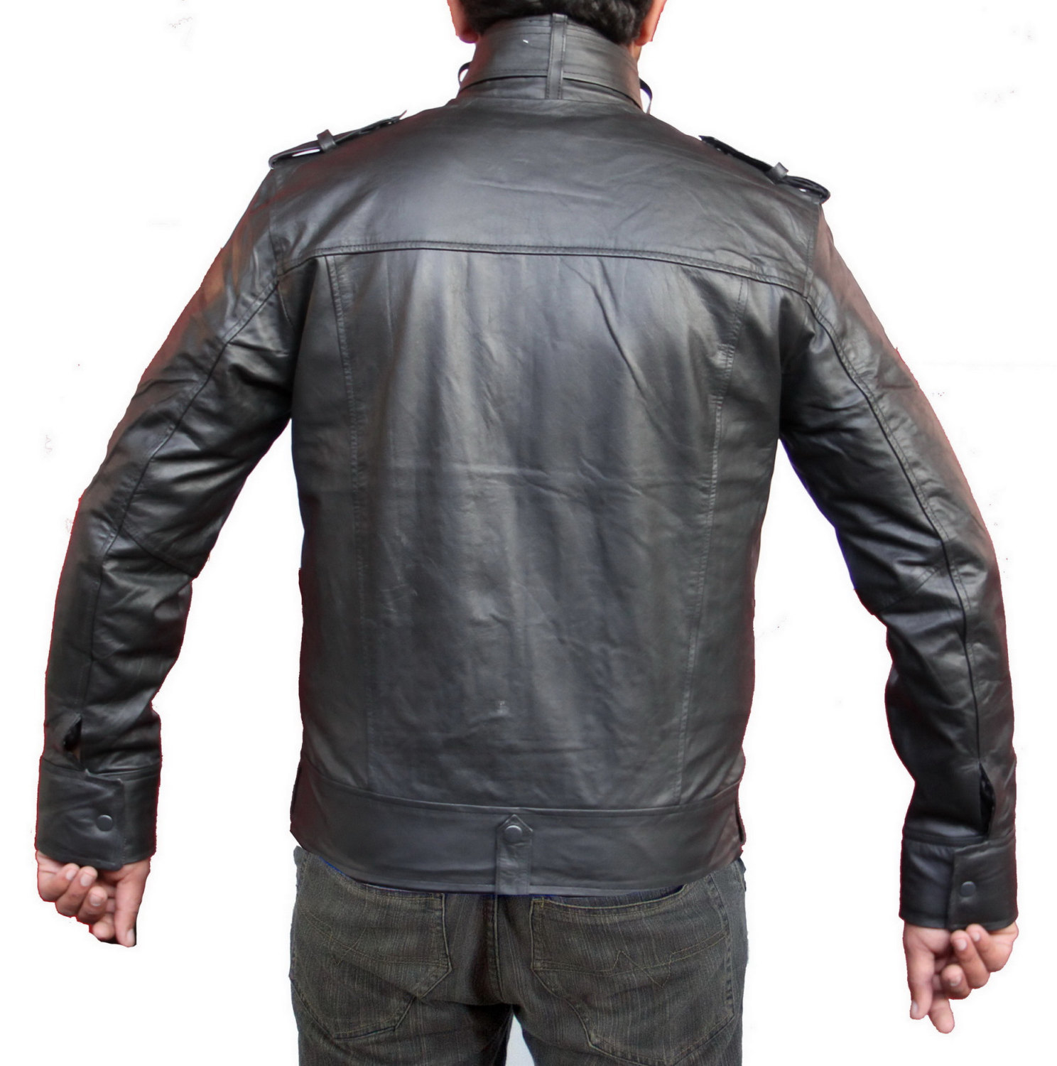 Handmade New Men Strap Pocket Stylish Slim Fit Leather Jacket, Leather