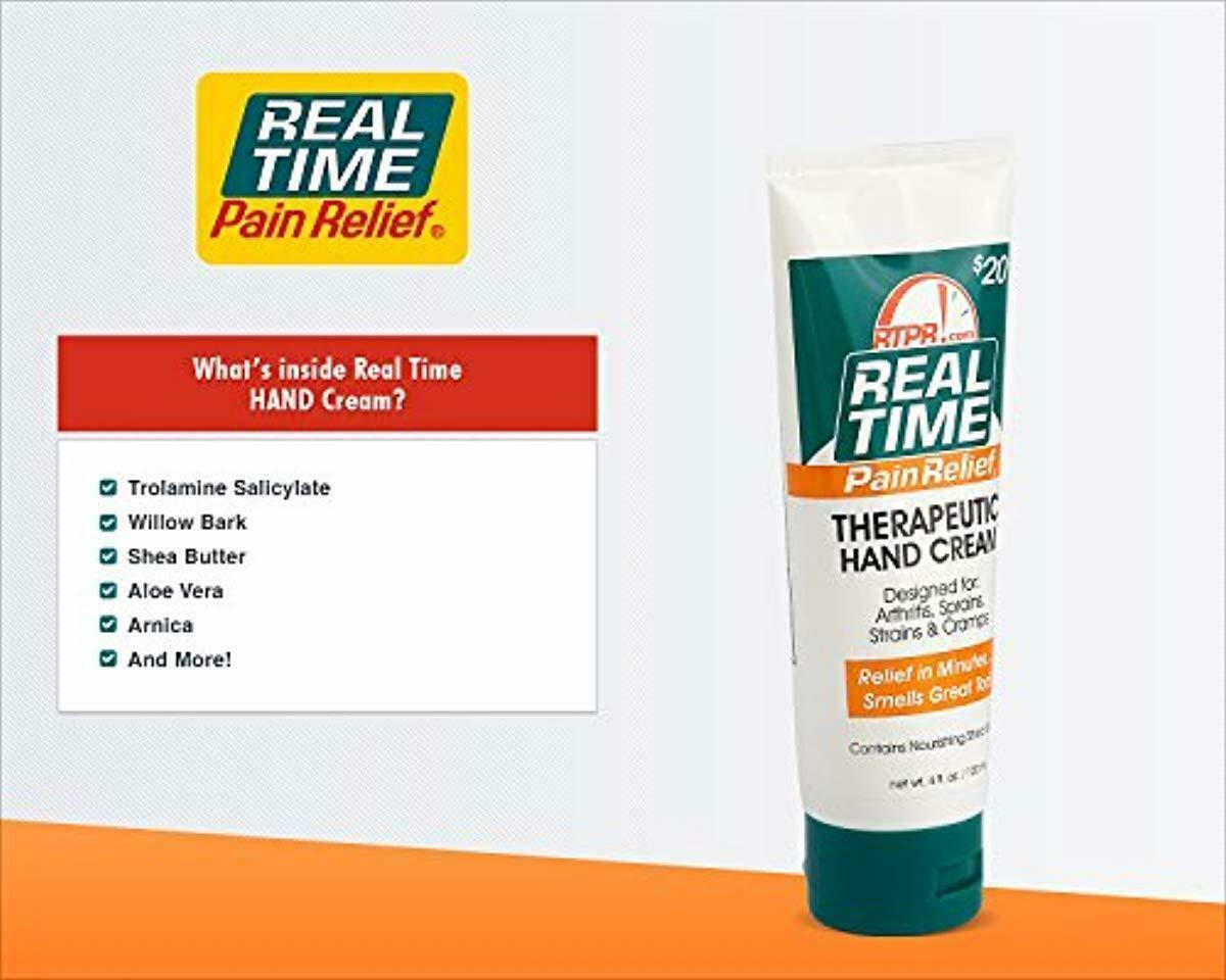 Real Time Pain Relief Hand Cream, 4 Ounce Tube Pain & Fever Relief
