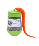 Catnip Dispensing Cat Toy Interactive Green Wobble Bottle Orange Feather... - $16.72