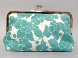 Ava Teal Floral Print Clutch Purse Handmade Handbag Blue Fabric Bag  - $70.00