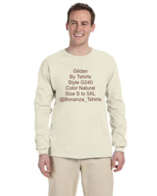Medium Natural Long sleeve Gildan ultra cotton T-shirt G 2400