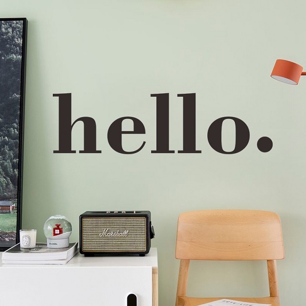 7 Pack - New Awesome Big Beautiful Hello Decal Wall Sticker - Black