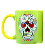 Day of the Dead Sugar Skull Ceramic Coffee Mug Tea Cup 14 oz Green - $19.80