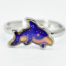 Kid's Fashion Whale Dolphin Color Changing Silver Painted Adjustable Mood Ring image 4