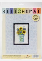 Design Works Stitch & Mat Counted Cross Stitch Kit 3"X4.5"-Floral Jar (18 Count) - $9.10