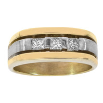 0.55 Carat Princess Cut Diamond Men's Ring 14K Two Tone Gold - $1,078.11