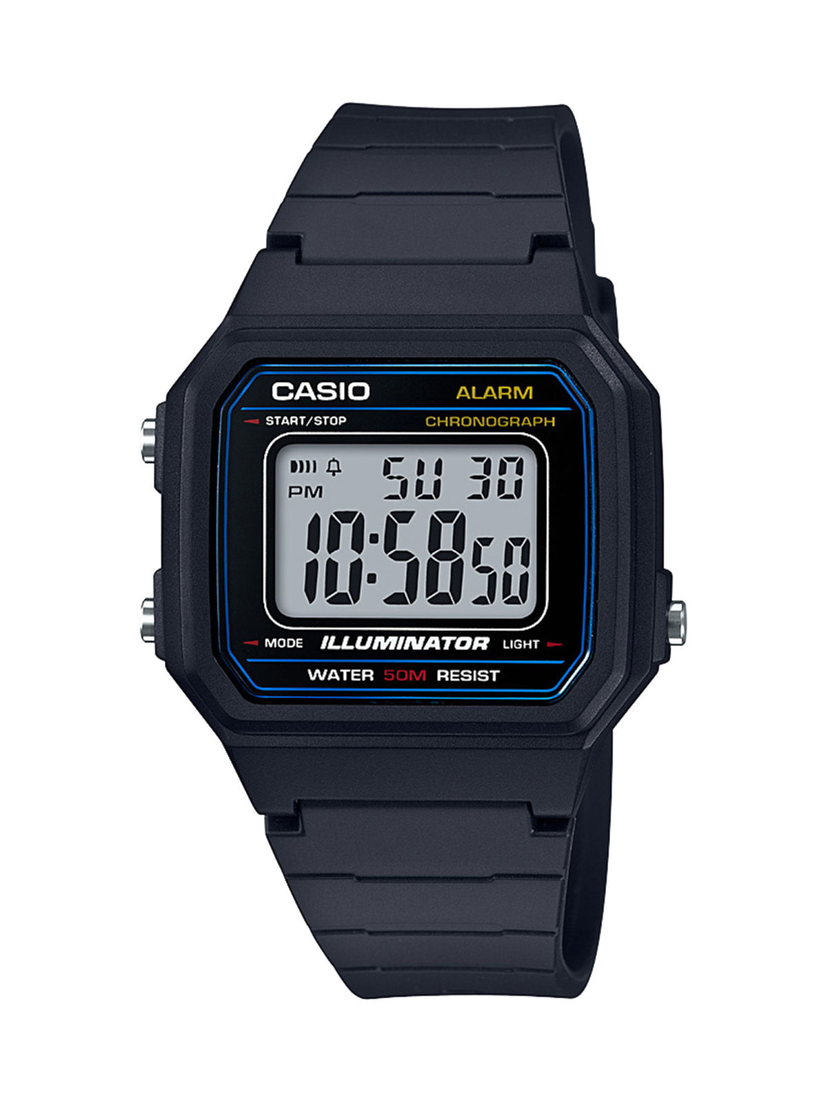 Casio Men's 'Classic' Quartz Resin Casual Watch, Color Black (Model: W-217H-1AVC
