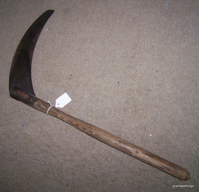 RARE 1800s CORN HOOK ANTIQUE WOOD FARM TOOL SICKLE SCYTHE KNIFE Antiques