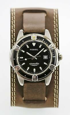 fossil black and silver watch