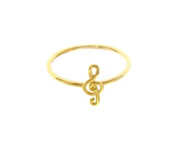 18K YELLOW GOLD SMOOTH RING, TREBLE CLEF, VIOLIN KEY, 10mm 0.4", MADE IN ITALY image 1