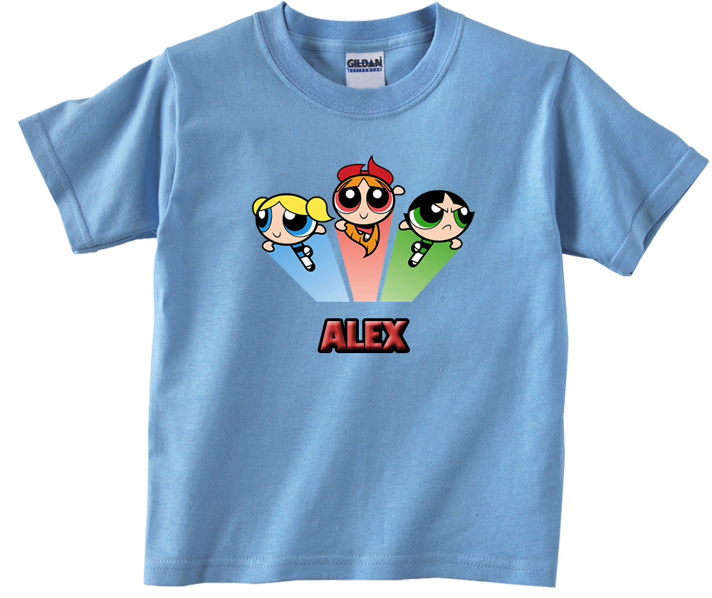 Personalized Custom Powerpuff Girls Birthday Blue T-Shirt Gift #3 Add Your Name