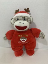 Magic Years My First Christmas sock monkey plush baby toy stuffed lovey rattle - $4.94