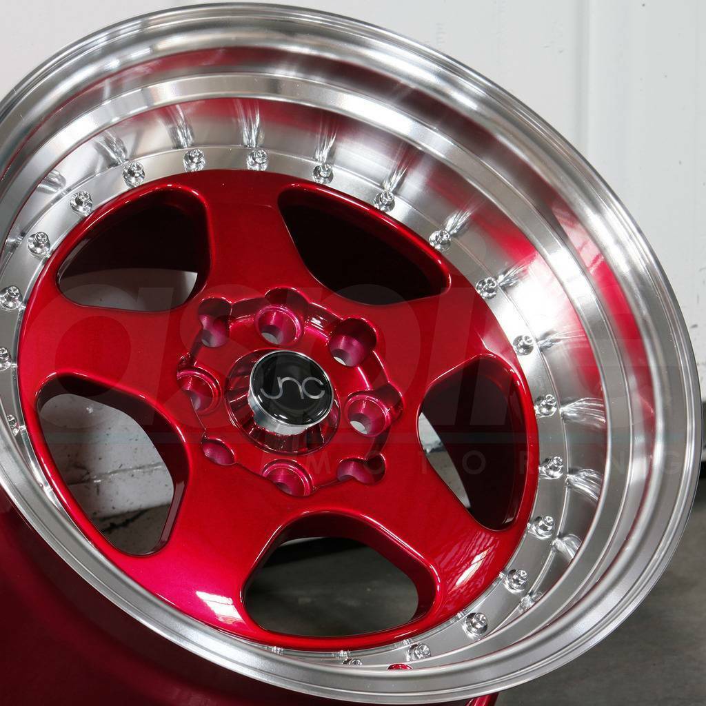 One 16x9 JNC 010 JNC010 4x100/4x114.3 15 Candy Red Machine Lip Wheel ...