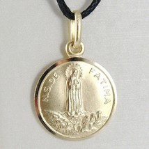 18K YELLOW GOLD OUR SENORA LADY OF FATIMA, VIRGIN MARY ROUND MEDAL, ITALY, 15 MM image 2
