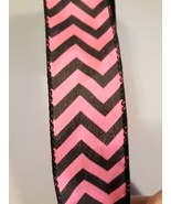 Pink and black chevron wired edge craft ribbon, 1.5&quot;x 6.5 yds - $2.00