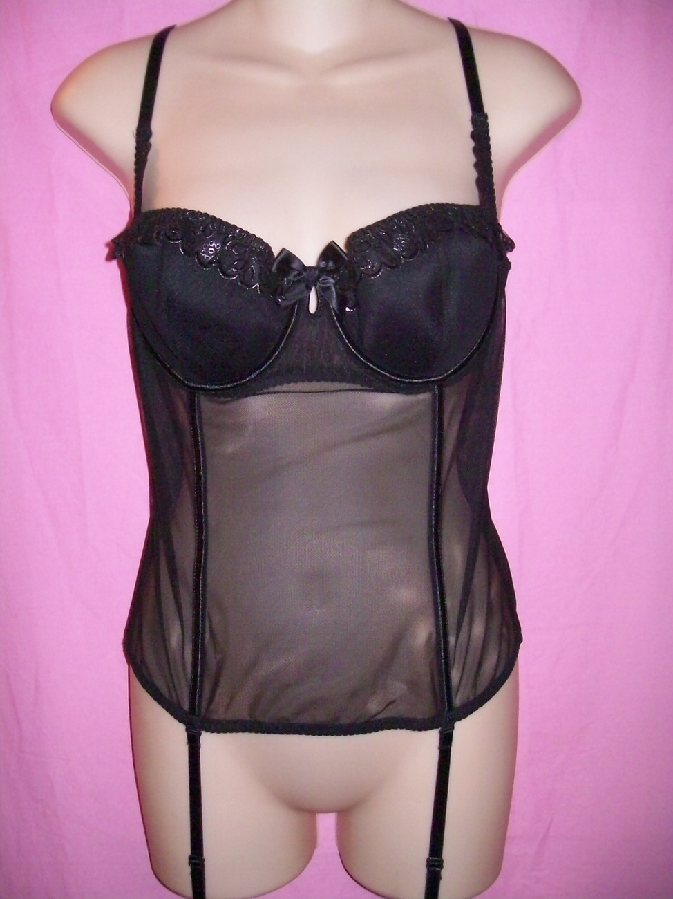 Victoria's Secret Sexy Little Things Black Lace Trimmed Bustier 36C