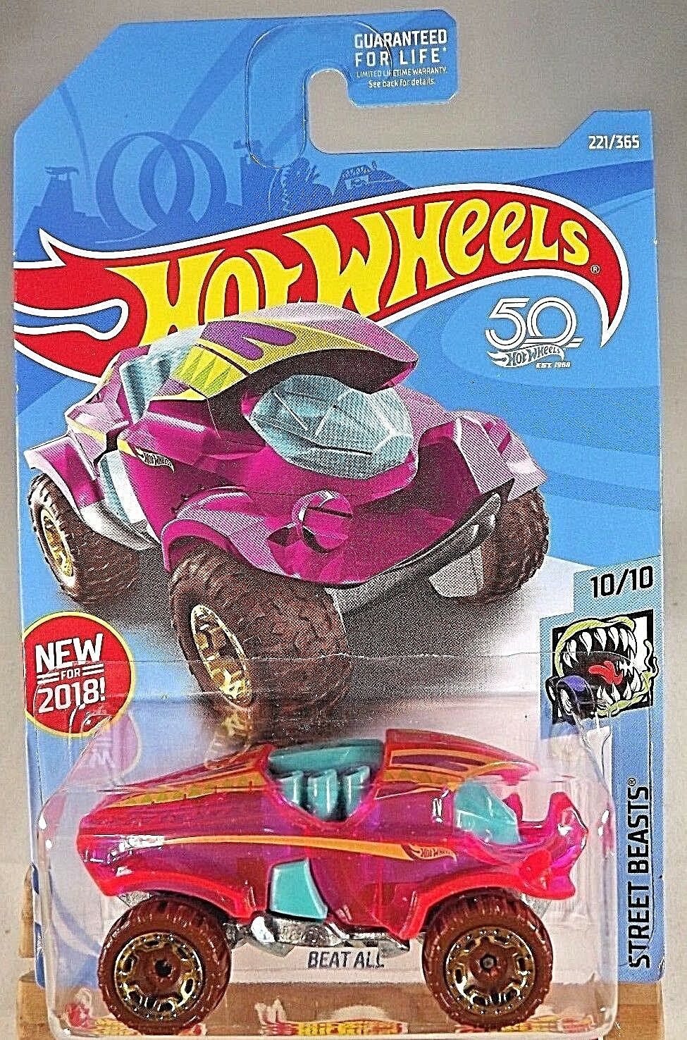 2018 Hot Wheels #221 Street Beasts 10/10 BEAT ALL Pink/Teal w/Gold