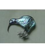 Multi-color Lovely Vintage Silver &amp; Striking Abalone Bird Pin Brooch - $75.00