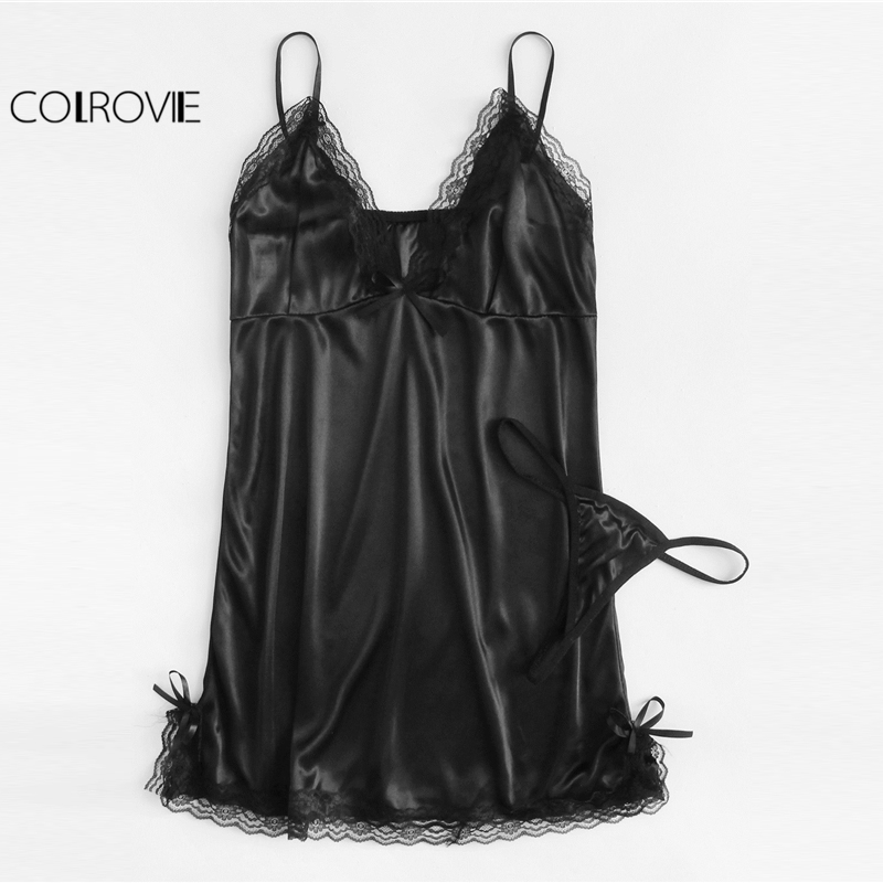 black v neck slip