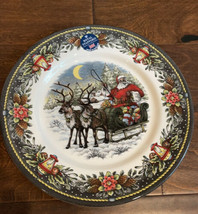 2 Royal Stafford Christmas Santa's Sleigh & Reindeer Holiday Dinner Plates - $34.98