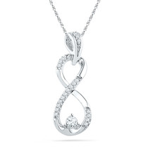 10kt White Gold Womens Round Diamond Vertical Infinity Pendant 1/5 Cttw - $299.00