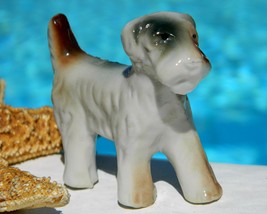 Vintage Wire Haired Fox Terrier Dog Porcelain Figurine Puppy White - $9.95