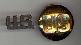 2 Vintage US Army uniform pin brass military insignia - $12.00