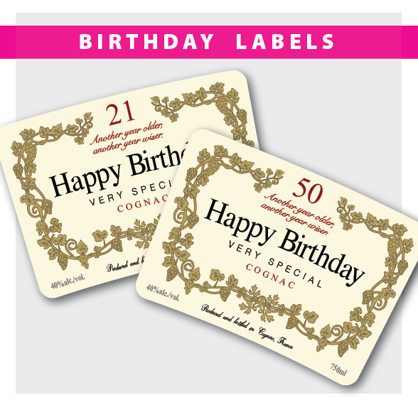 Birthday Label to fit a Hennessey Cognac Bottle (No Proof)