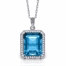7.8 Carat 14K Solid White Gold Isabella Blue Topaz Diamond Necklace 14&quot;-... - $743.26