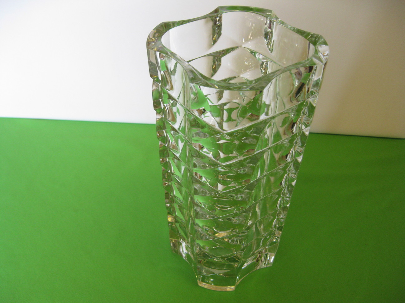 Elegant Glass 9 1/2" Square, Pillar Crystal Vase Made in France Other