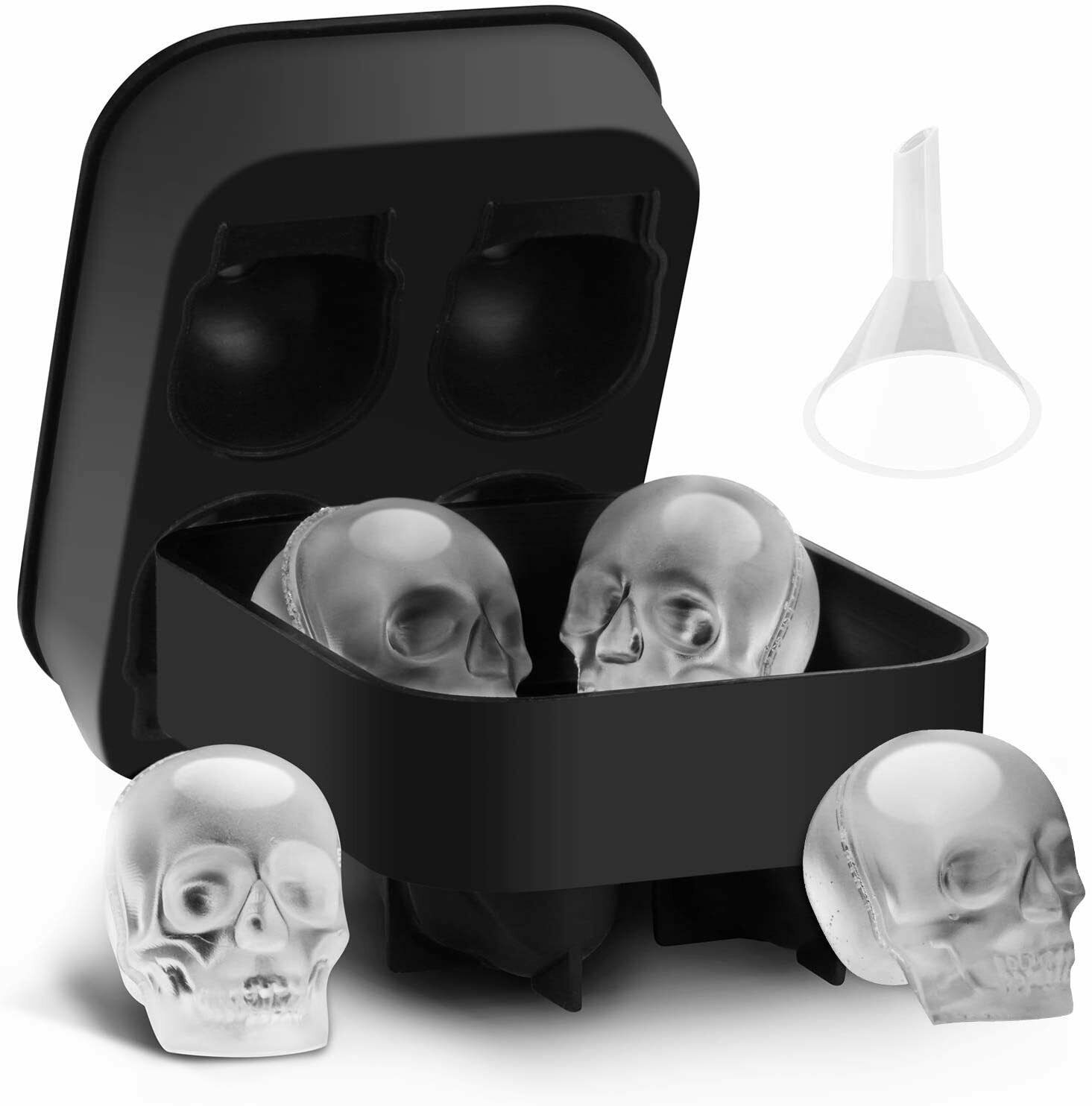 ICE Cube Tray 3D Skull Silicone Maker Round Ball Sphere Mold Whiskey Cocktails