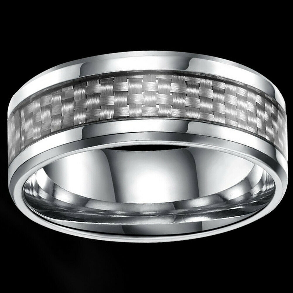 Stainless Steel Twist Twisted Crystal CZ Eternity Wedding Band Ring