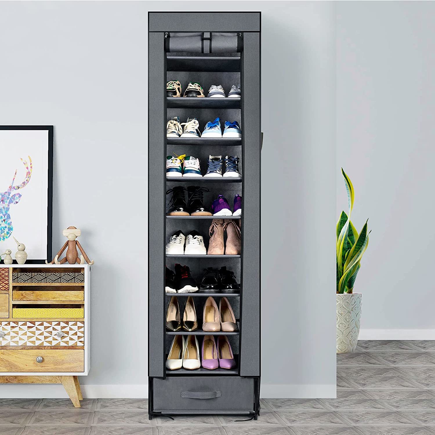 Oyrel Shoes Rack,10 Tier Tall Shoe Rack Narrow Shoe Rack, Shoe Shelf